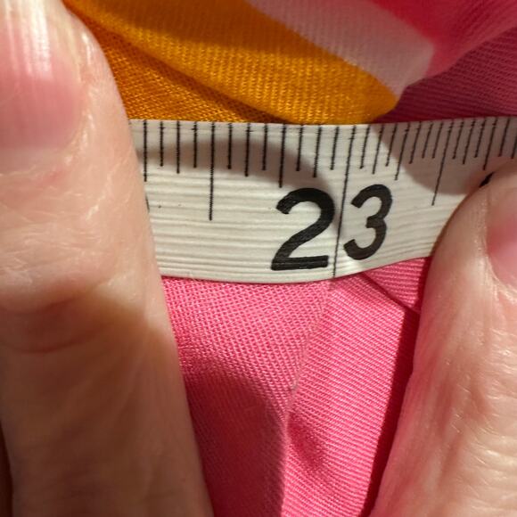 Crown & Ivy Size Small Blouse 3/4 Sleeve Smocked neckline V-Neck Striped - Picture 7 of 8